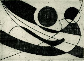 De Belgische etser Léon Smets met een grafisch kunstwerk