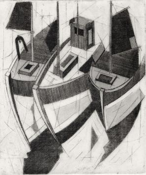 De Belgische graficus Léon Smets met een maritiem onderwerp