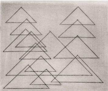 De Belgische etser Léon Smets met een kunstwerkje op papier