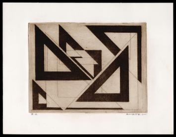 Abstracte ets van de Belgische graficus Léon Smets 