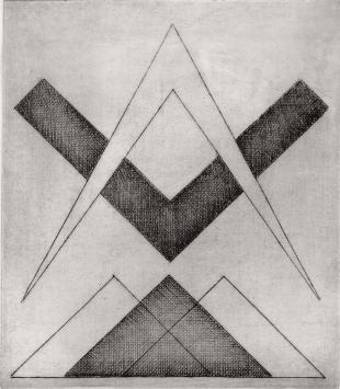 De Belgische etser Léon Smets met een grafisch kunstwerkje