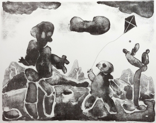 Grafisch werk van 1992 van de Gentse kunstenaar Gustaaf Prils