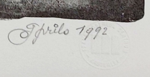 Gustaaf Prils  met een grafisch werkje