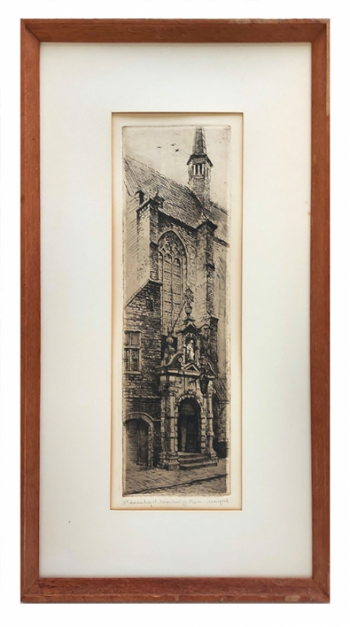 Belgische etser Romain Malfliet met een ets