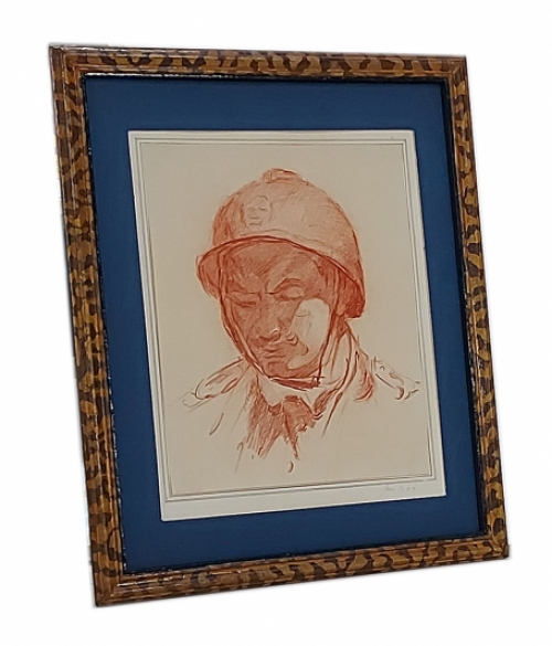 Potloodtekening van de Belgische beeldhouwer Constant Peet