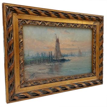 Lenteschemering aan de oever van de Schelde (St-Amands)