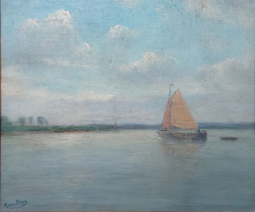 Romain Steppe met een schilderij