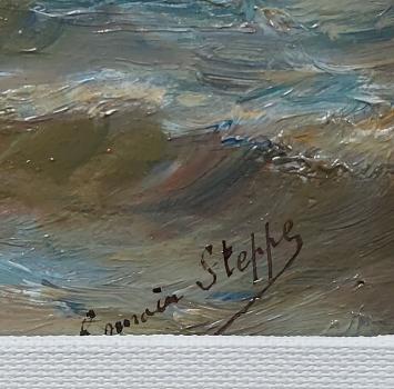 Kunstwerk geschilderd op paneel door R. Steppe