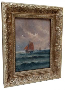 Boten en meeuwen op de Belgische Noordzee