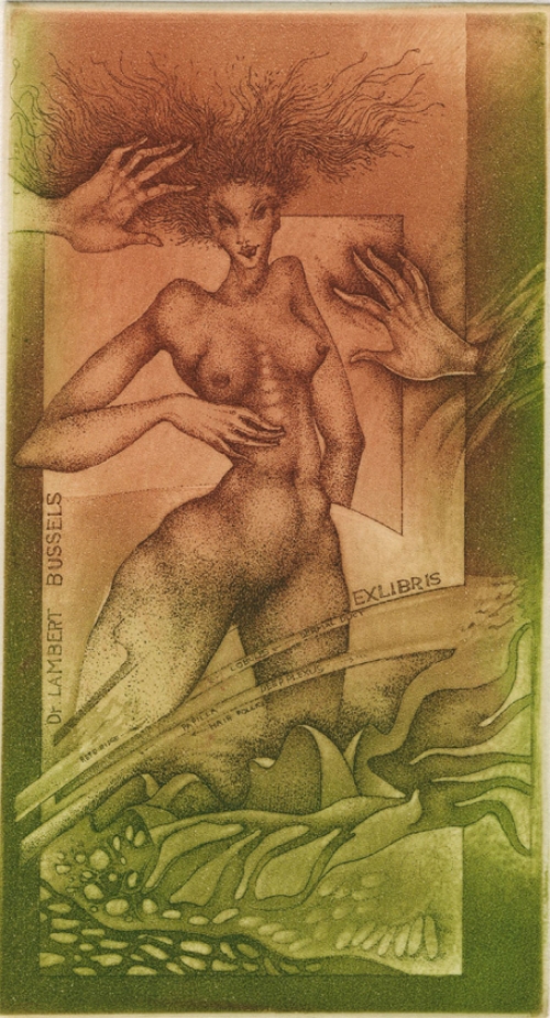 Ex libris door de Belgische graficus Stijn Mommen