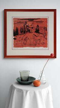 Cheval avec poulain dans le pré EA