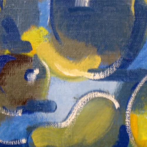 Abstract olieverfschilderij van Antoon Luyckx uit 1964