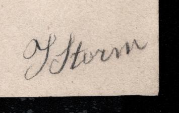 Nederlandse kunstenaar J. Storm met een tekening of schets