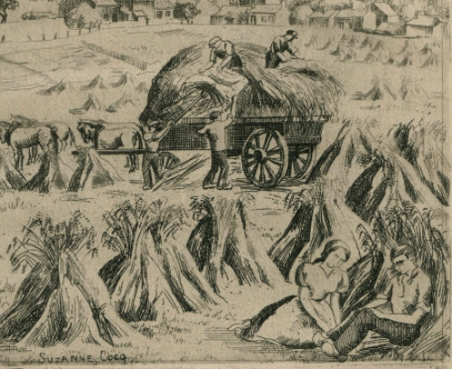 Belgische etser Suzanne Cocq  met een ets in MINT conditie