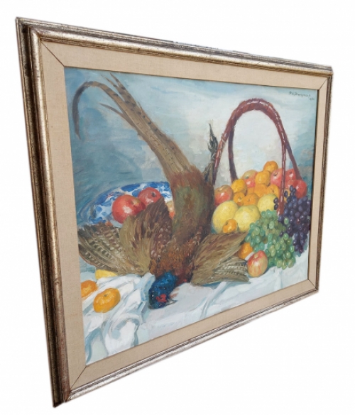 Stilleven met fazant en fruit op tafel 1936