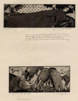 Etsen van de Belgische etser M. Langaskens