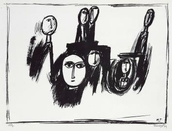 Grote linosnede van Theo Humblet