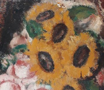 Schilderij met zonnebloemen geschilderd in 1932