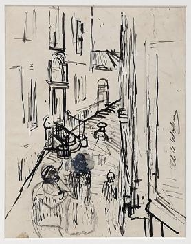 De straat getekend door Henri Victor Wolvens