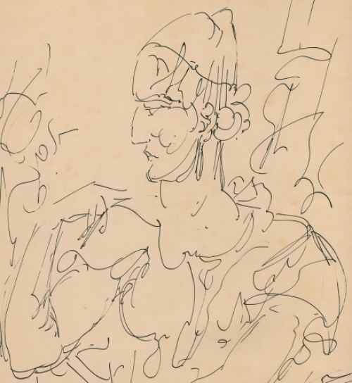 Tekening op papier van de Mechelse kunstenaar Alfred Ost