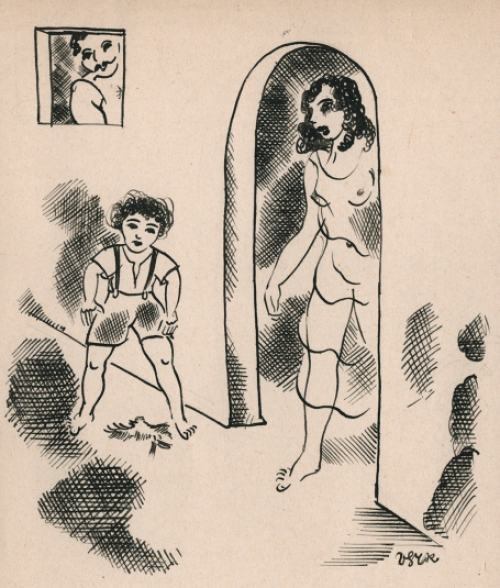 Pentekening van de Antwerpse kunstenaar Henri Van Straten