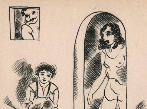 Henry Van Straten met tekening voor Mateo Falcone  1941