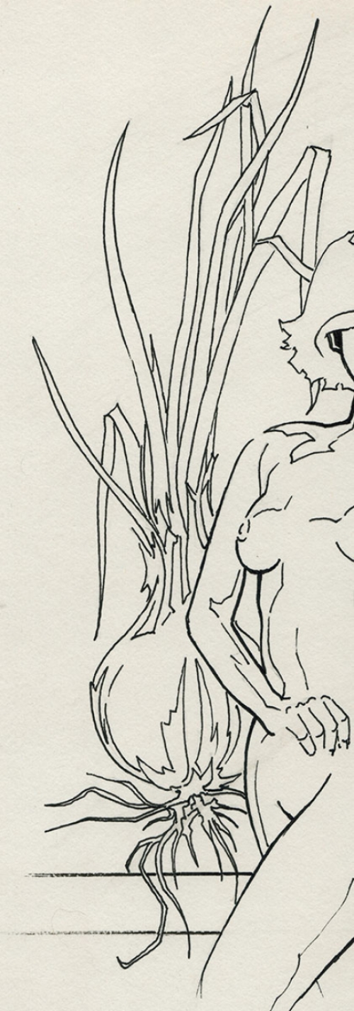 Eugène Eechaut met een tekening op papier