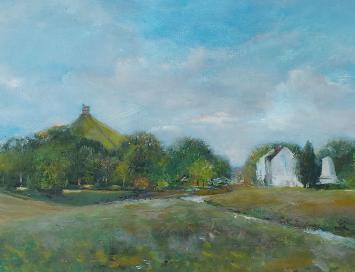 Hough Teresa Beth met een olieverfschilderij in kader
