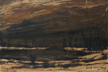 Neo-expressionistisch kunstwerk van Stephaan Tessely op bord geschilderd