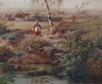 Oud schilderij van de Belgische schilder Th. Aerssen