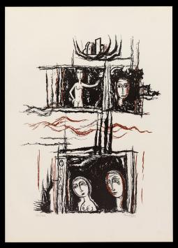 Litho Belgische kunstenaar Theo Humblet