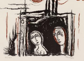 Theo Humblet met een litho uit 1971