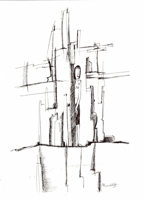 Kunstwerkje op papier van Theo Humblet