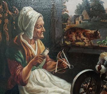 Spinnende vrouw aan het raam 1850