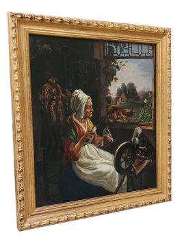 Spinnende vrouw aan het raam 1850