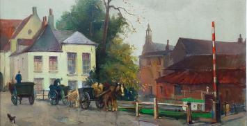 Kunstwerkje op canvas van J. Thilleux uit 1944