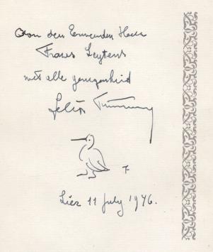 Felix Timmermans met tekening uit 1946