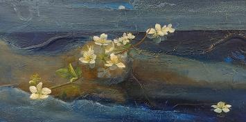 een poëtisch-symbolistisch, halfabstract figuratief schilderij.
