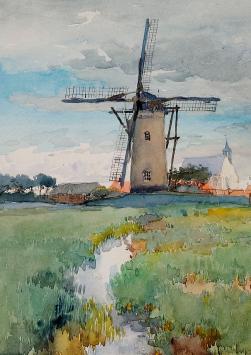 Originele aquarel uit 1896 van Louis Titz kopen