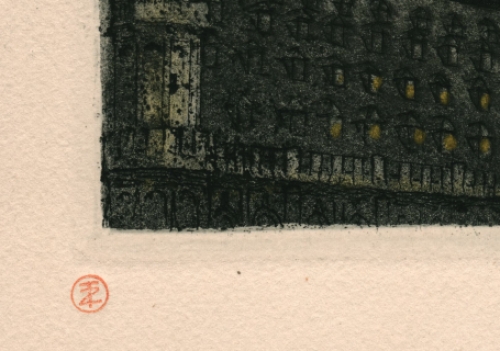 Louis Titz Belgische kunstenaar met een ets stadhuis Brussel