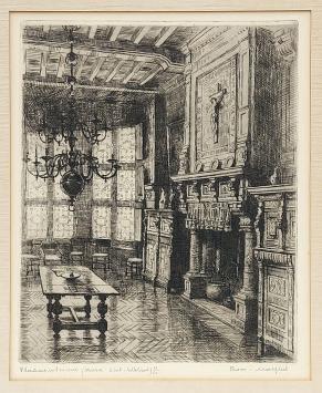 Belgische etser R. Malfliet met een grote ets