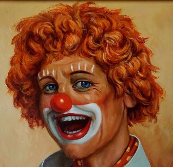 Schilderij  met clown Leonardo Torfs