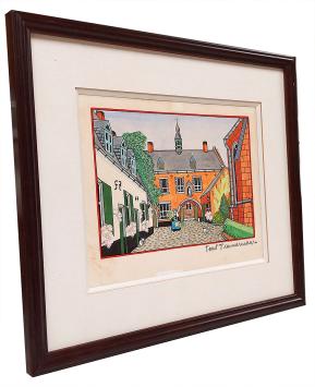 Begijntje en katten in het begijnhof