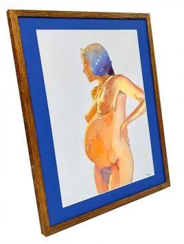 Aquarel, zwangere dame 2002