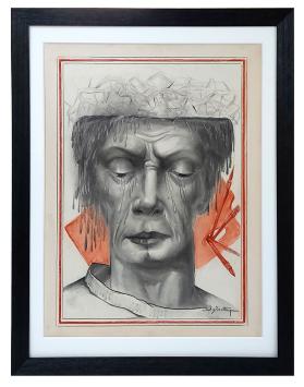 Jos Trotteyn  met een grote tekening