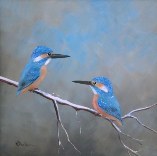 Ijsvogels van de Nederlandse kunstschilder Henk Poeder