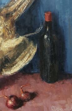 Stilleven, Fazant en blauwe schalen