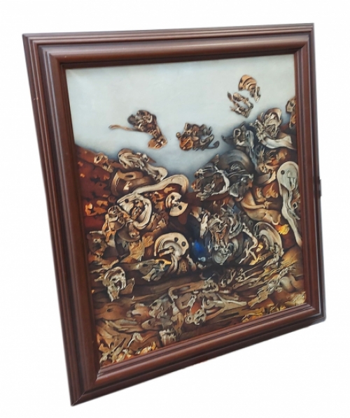 Urbain Herregodts met een abstract schilderij