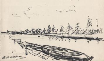 Gesigneerde tekening van de Belgische tekenaar Wolvens