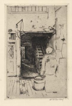 Walter Vaes Belgische kunstenaar met een Grafisch werk van Vlaams interieur
